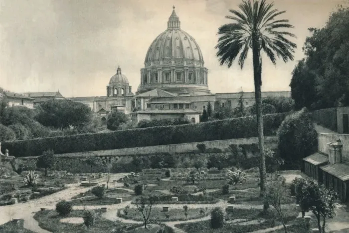 Framed Print : Gardens of the Vatican and dome of St Peters Basilica, Rome, Italy, 1927. Artist: Eugen Poppel Framed Print : Gardens of the Vatican and dome of St Peters Basilica, Rome, Italy, 1927. Artist: Eugen Poppel