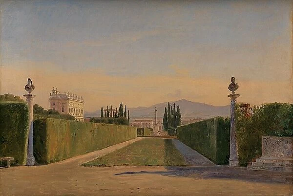 In the Gardens of the Villa Albani, Rome, 1841. Creator: Constantin Hansen