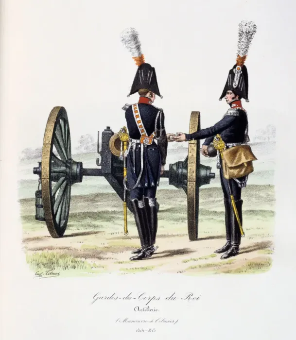 Framed Print : Gardes-du-Corps de Roi, Artillery, 1814-15 Artist: Eugene Titeux Framed Print : Gardes-du-Corps de Roi, Artillery, 1814-15 Artist: Eugene Titeux