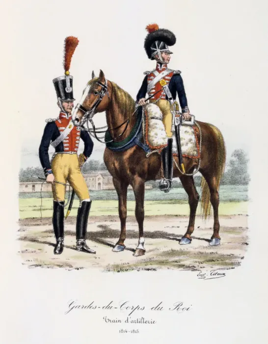 Framed Print : Gardes-du-Corps de Roi, Artillery Train, 1814-15 Artist: Eugene Titeux Framed Print : Gardes-du-Corps de Roi, Artillery Train, 1814-15 Artist: Eugene Titeux