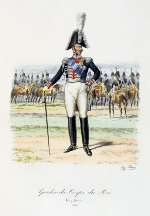 Framed Print : Gardes-du-Corps de Roi, Capitaine, 1814 Artist: Eugene Titeux Framed Print : Gardes-du-Corps de Roi, Capitaine, 1814 Artist: Eugene Titeux