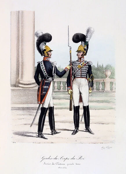 Gardes-du-Corps de Roi, Service de Chateau, grande tenue, 1820-30 Artist: Eugene Titeux