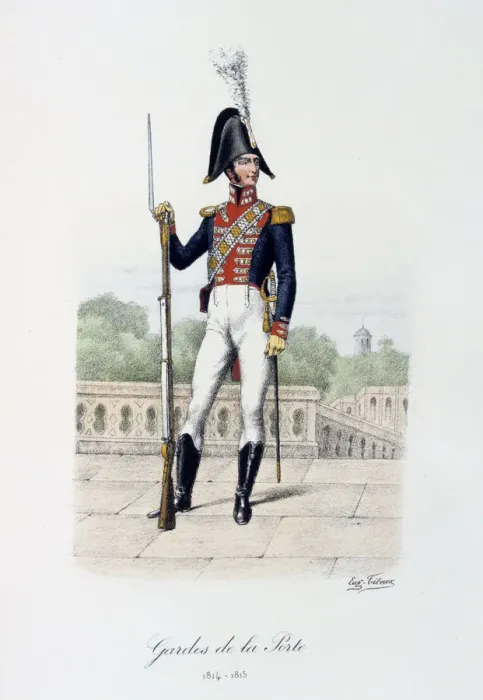 Framed Print : Gardes de la Porte, 1814-15 Artist: Eugene Titeux Framed Print : Gardes de la Porte, 1814-15 Artist: Eugene Titeux