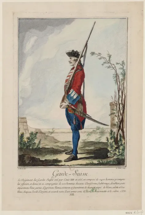 Framed Print : Gardes suisses (The Swiss Guards), 1756. Creator: De Fehrt, Antoine Jean (1723-1774) Framed Print : Gardes suisses (The Swiss Guards), 1756. Creator: De Fehrt, Antoine Jean (1723-1774)