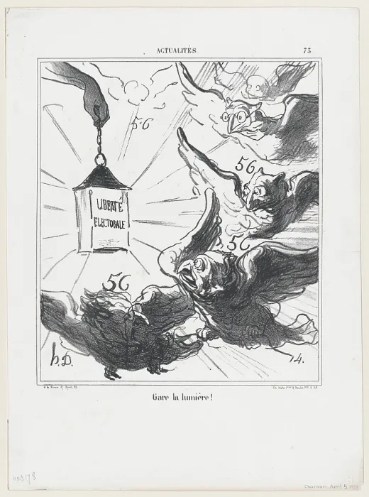 Framed Print : Gare la lumiere!, 1870. Creator: Honore Daumier Framed Print : Gare la lumiere!, 1870. Creator: Honore Daumier