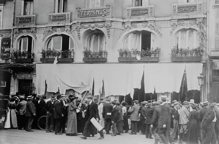 Framed Print : At Gare De L'Est, Restaurant wrecked by mob, 1914. Creator: Bain News Service Framed Print : At Gare De L'Est, Restaurant wrecked by mob, 1914. Creator: Bain News Service