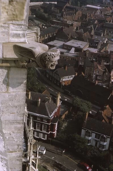 Gargoyle on tower, York Minster, 1958. Artist: CM Dixon