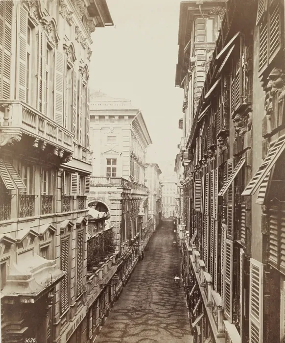 Framed Print : Via Garibaldi, Genoa, mid-late 19th century. Creator: Alfredo Noack Framed Print : Via Garibaldi, Genoa, mid-late 19th century. Creator: Alfredo Noack
