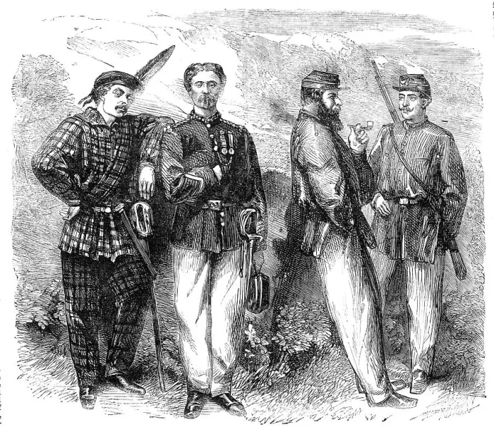 Framed Print : Garibaldian volunteers - from a photograph by Herr Fehrenbachs, 1860. Creator: Unknown Framed Print : Garibaldian volunteers - from a photograph by Herr Fehrenbachs, 1860. Creator: Unknown