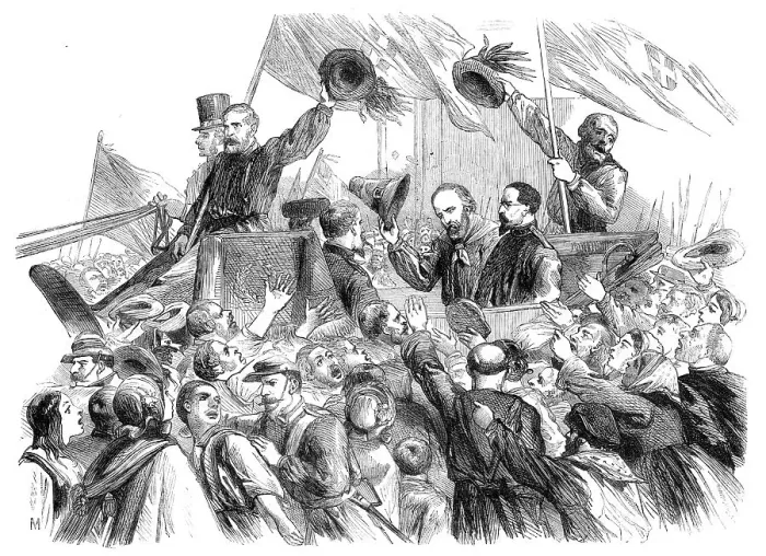 Framed Print : Garibaldi's entry into Naples - a sketch in the Strada di Toledo, by T. Nast, 1860. Creator: Unknown Framed Print : Garibaldi's entry into Naples - a sketch in the Strada di Toledo, by T. Nast, 1860. Creator: Unknown