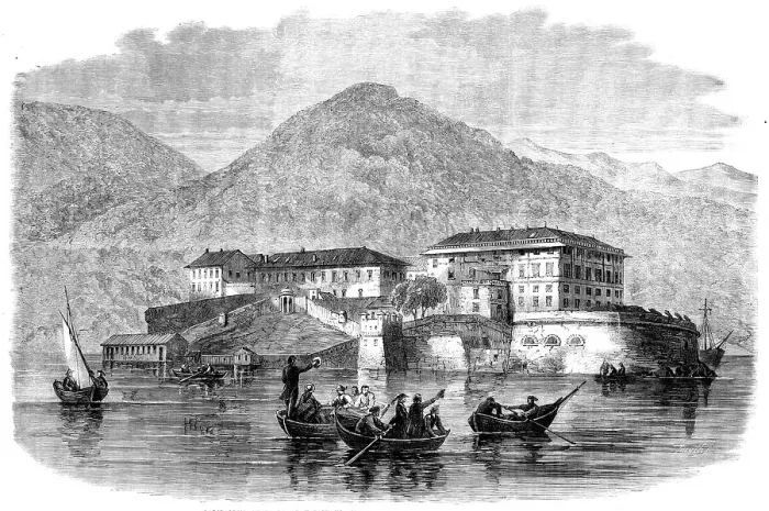 Framed Print : Garibaldi's quarters at Varignano, Spezia - from a sketch by M. Beaucé, 1862. Creator: Smyth Framed Print : Garibaldi's quarters at Varignano, Spezia - from a sketch by M. Beaucé, 1862. Creator: Smyth