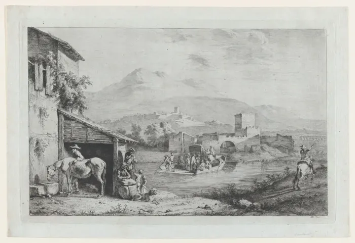 Framed Print : Garigliano Passage (Italy), 1793. Creator: Jean-Jacques de Boissieu Framed Print : Garigliano Passage (Italy), 1793. Creator: Jean-Jacques de Boissieu
