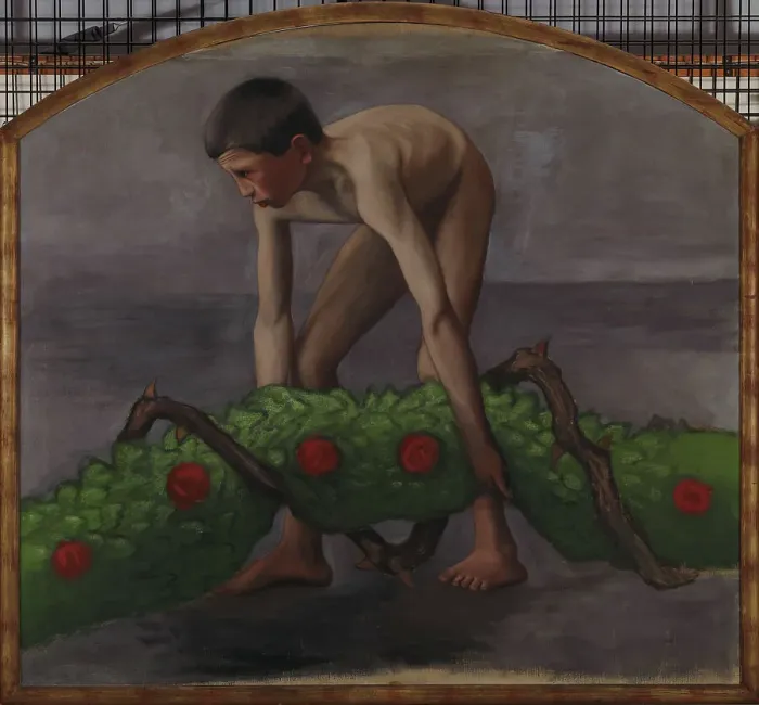 Framed Print : Garland Bearer; Boy Carrying the Garland of Life, 1905. Creator: Hugo Simberg Framed Print : Garland Bearer; Boy Carrying the Garland of Life, 1905. Creator: Hugo Simberg