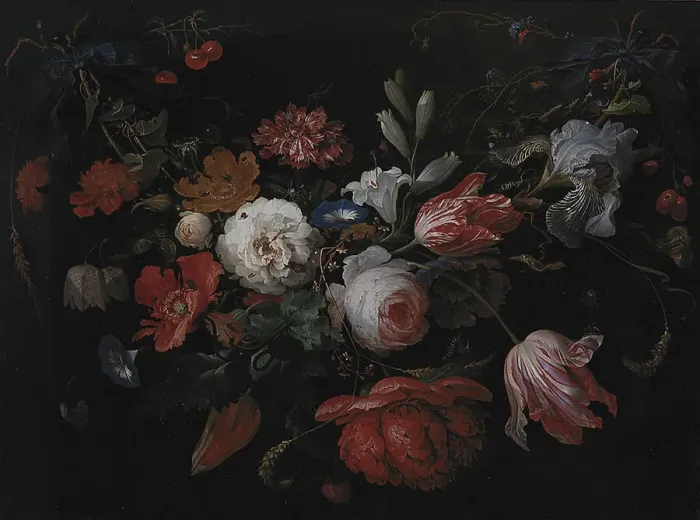Framed Print : A Garland of Flowers, 1660-1670. Creator: Abraham Mignon Framed Print : A Garland of Flowers, 1660-1670. Creator: Abraham Mignon