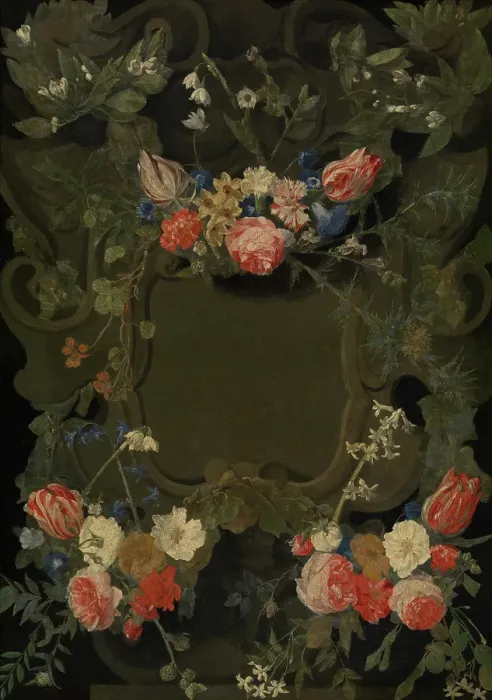 Framed Print : Garland of Flowers, c1640-1660. Creator: Jan Philips van Thielen Framed Print : Garland of Flowers, c1640-1660. Creator: Jan Philips van Thielen