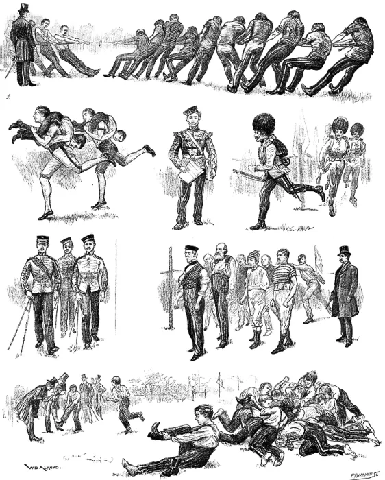 Framed Print : The Garrison of London at play: athletic sports at Burton's Court, Chelsea, 1890. Creator: P Naumann Framed Print : The Garrison of London at play: athletic sports at Burton's Court, Chelsea, 1890. Creator: P Naumann