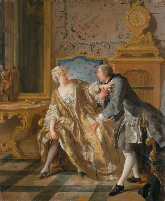 Framed Print : The Garter, 1724. Creator: Jean Francois de Troy Framed Print : The Garter, 1724. Creator: Jean Francois de Troy