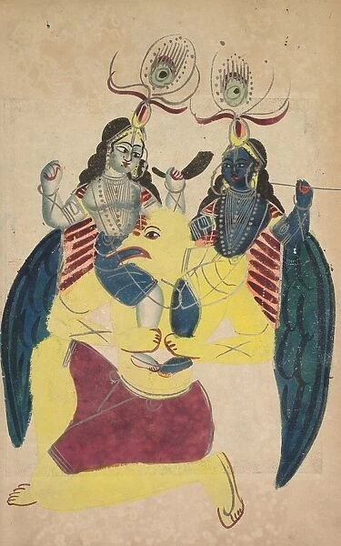 Garuda Carrying Balarama and Krishna, 1800s. Creator: Unknown