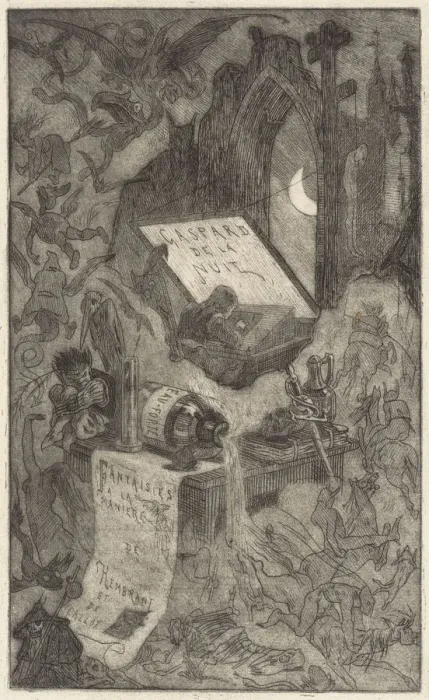 Framed Print : Gaspard de la Nuit, 1868. Creator: Felicien Rops Framed Print : Gaspard de la Nuit, 1868. Creator: Felicien Rops