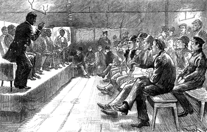Framed Print : The Gasworkers Strike: Christmas Eve entertainment for gas stokers, 1890. Creator: Unknown Framed Print : The Gasworkers Strike: Christmas Eve entertainment for gas stokers, 1890. Creator: Unknown