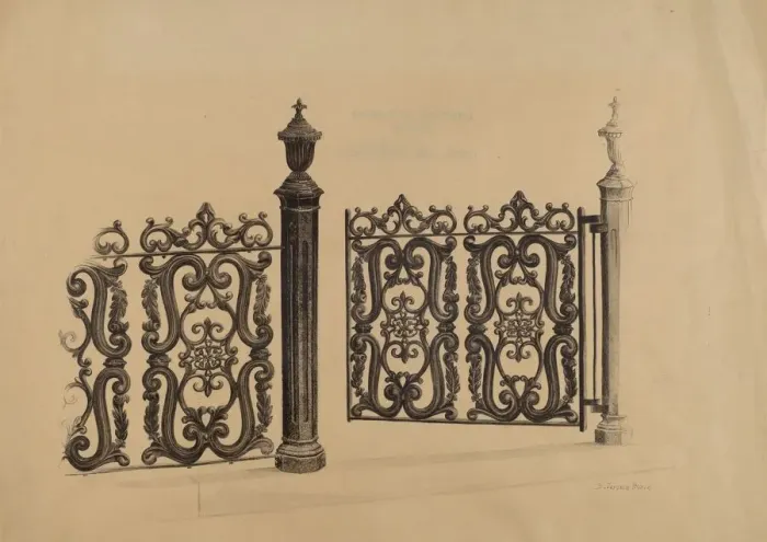 Framed Print : Gate, 1935 / 1942. Creator: Jerome Hoxie Framed Print : Gate, 1935 / 1942. Creator: Jerome Hoxie