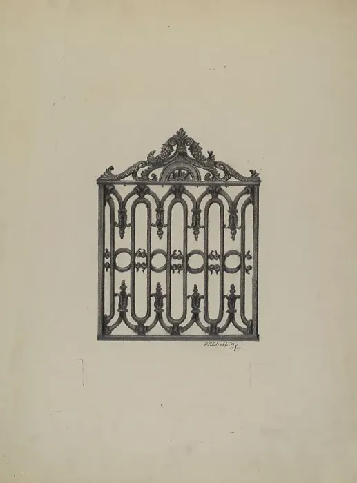 Framed Print : Gate, 1937. Creator: Eugene Shellady Framed Print : Gate, 1937. Creator: Eugene Shellady