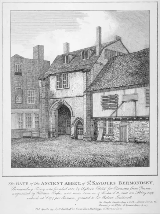 Framed Print : The gate to the Abbey of St Saviour, Bermondsey, Southwark, London, 1794 Framed Print : The gate to the Abbey of St Saviour, Bermondsey, Southwark, London, 1794
