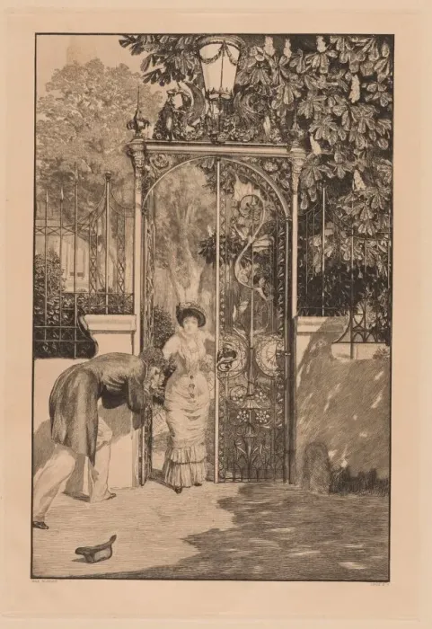 Framed Print : At the Gate (Am Thor), 1887. Creator: Max Klinger Framed Print : At the Gate (Am Thor), 1887. Creator: Max Klinger
