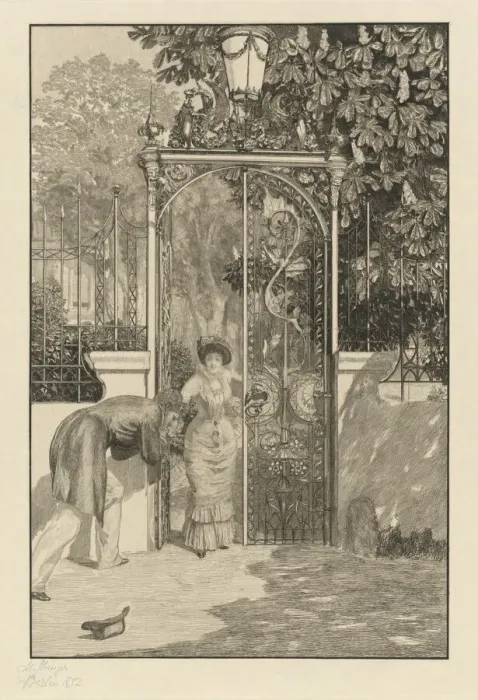 Framed Print : At the Gate (Am Thor), 1887. Creator: Max Klinger Framed Print : At the Gate (Am Thor), 1887. Creator: Max Klinger