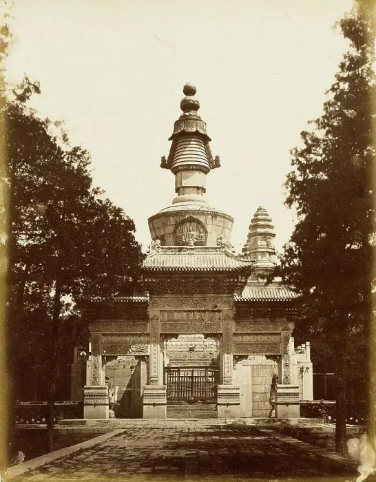 Framed Print : Gate to Buddhist Sanctuary, 1860. Creator: Felice Beato Framed Print : Gate to Buddhist Sanctuary, 1860. Creator: Felice Beato