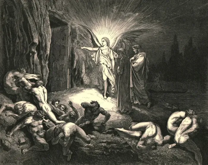 Framed Print : To the gate he came, and with his wand touch d it, c1890. Creator: Gustave Doré Framed Print : To the gate he came, and with his wand touch d it, c1890. Creator: Gustave Doré