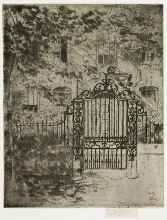 Framed Print : The Gate, Chelsea, 1889-90. Creator: Theodore Roussel Framed Print : The Gate, Chelsea, 1889-90. Creator: Theodore Roussel
