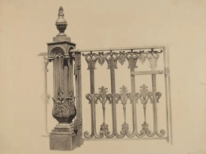 Framed Print : Gate and Gatepost, 1935 / 1942. Creator: Jerome Hoxie Framed Print : Gate and Gatepost, 1935 / 1942. Creator: Jerome Hoxie
