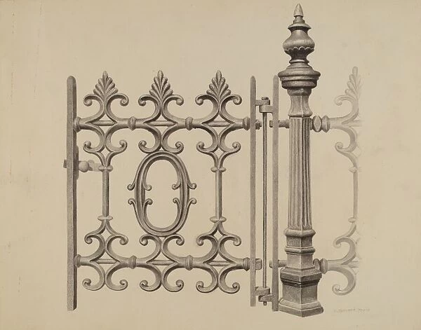 Gate and Gatepost, c. 1939. Creator: Jerome Hoxie