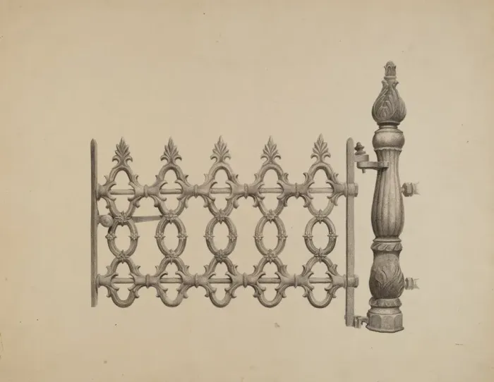 Framed Print : Gate and Gatepost, c. 1940. Creator: Jerome Hoxie Framed Print : Gate and Gatepost, c. 1940. Creator: Jerome Hoxie