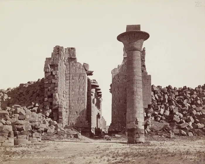 Framed Print : Gate of the Hypostyle Hall, Temple Of Karnak. Luxor, East, late 19th century. Creator: Henri Bechard Framed Print : Gate of the Hypostyle Hall, Temple Of Karnak. Luxor, East, late 19th century. Creator: Henri Bechard