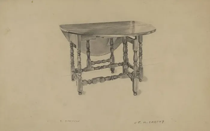 Framed Print : Gate-leg Table, c. 1936. Creator: Rex Dolmith Framed Print : Gate-leg Table, c. 1936. Creator: Rex Dolmith