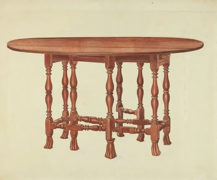Framed Print : Gate Leg Table, c. 1940. Creator: Frank Wenger Framed Print : Gate Leg Table, c. 1940. Creator: Frank Wenger
