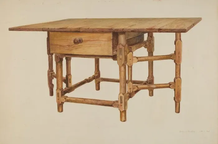 Framed Print : Gate-legged Dining Table, c. 1939. Creator: Amos C. Brinton Framed Print : Gate-legged Dining Table, c. 1939. Creator: Amos C. Brinton