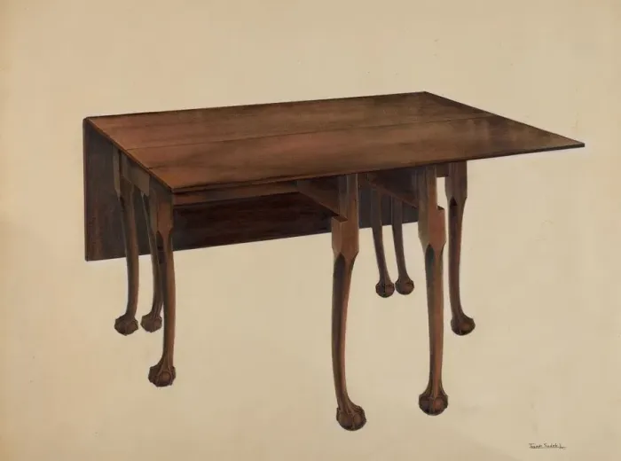 Framed Print : Gate-legged Table, Ball & Claw Feet, c. 1938. Creator: Joseph Sudek Framed Print : Gate-legged Table, Ball & Claw Feet, c. 1938. Creator: Joseph Sudek