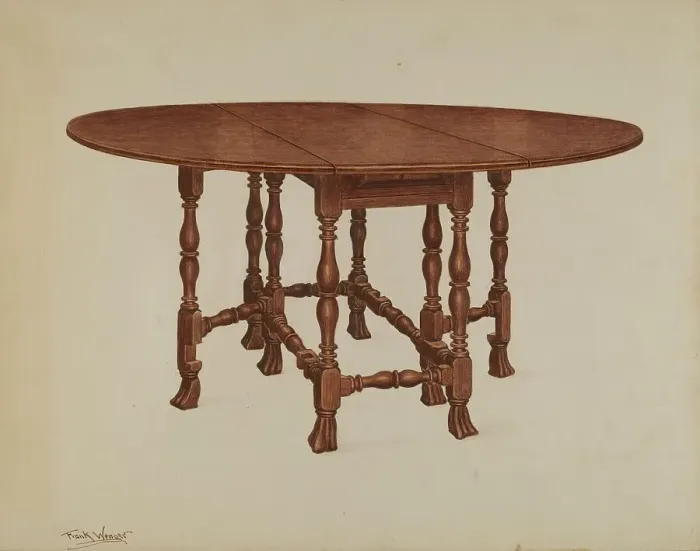Framed Print : Gate-legged Table, c. 1937. Creator: Frank Wenger Framed Print : Gate-legged Table, c. 1937. Creator: Frank Wenger