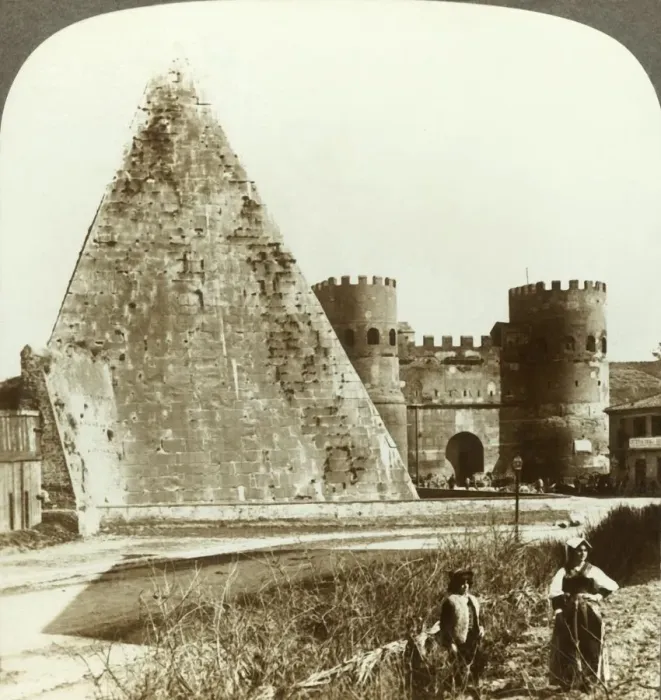 Framed Print : Gate of St. Paul and Pyramid of Gaius Cestius, (N. E. ), Rome, Italy, c1909. Creator: Unknown Framed Print : Gate of St. Paul and Pyramid of Gaius Cestius, (N. E. ), Rome, Italy, c1909. Creator: Unknown