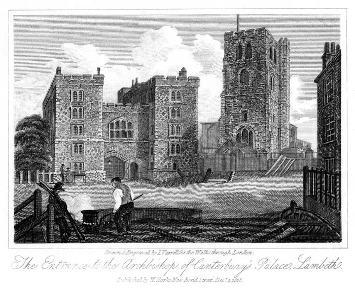 Framed Print : Gatehouse of Lambeth Palace, London, 1816. Artist: I Varrall