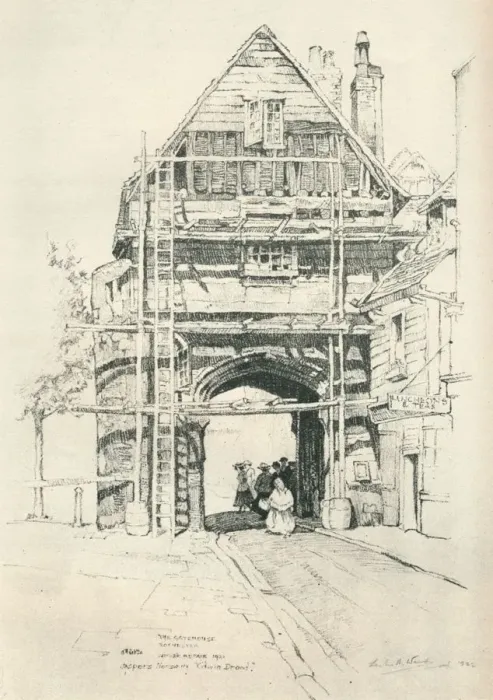 Framed Print : The Gatehouse Rochester, 1925. Artist: Sir Leslie Matthew Ward Framed Print : The Gatehouse Rochester, 1925. Artist: Sir Leslie Matthew Ward