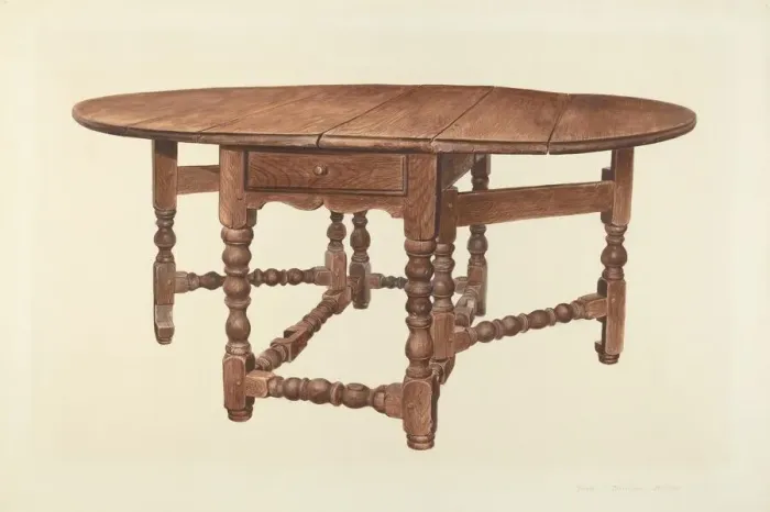 Framed Print : Gateleg Table, 1939. Creator: Amos C. Brinton Framed Print : Gateleg Table, 1939. Creator: Amos C. Brinton