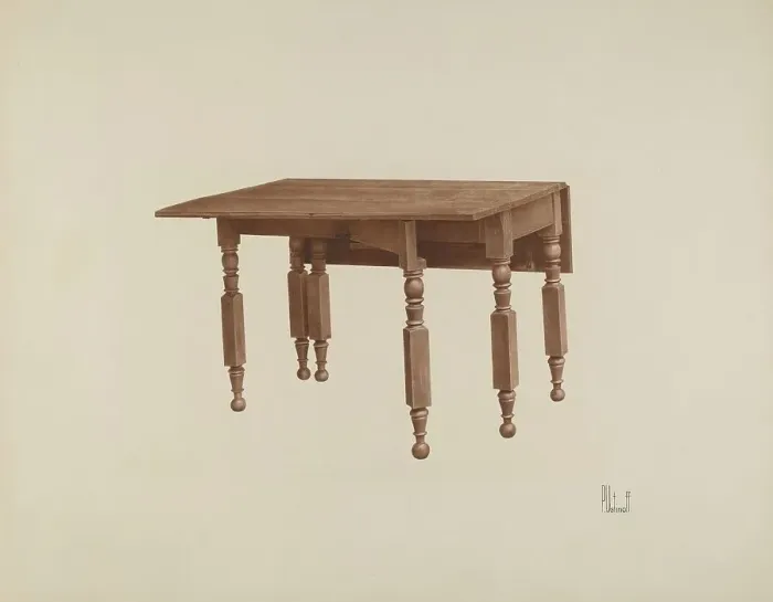 Framed Print : Gateleg Table, c. 1942. Creator: Peter C. Ustinoff Framed Print : Gateleg Table, c. 1942. Creator: Peter C. Ustinoff