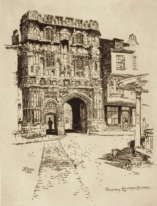Framed Print : Gateway, Canterbury Cathedral, 1884. Creator: Joseph Pennell Framed Print : Gateway, Canterbury Cathedral, 1884. Creator: Joseph Pennell