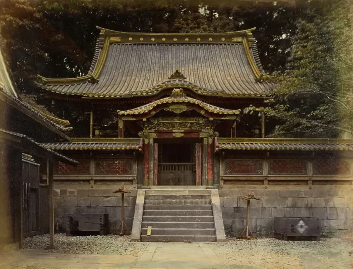 Framed Print : Gateway Kurohozon, Shiba, 1863-1868. Creator: Felice Beato Framed Print : Gateway Kurohozon, Shiba, 1863-1868. Creator: Felice Beato