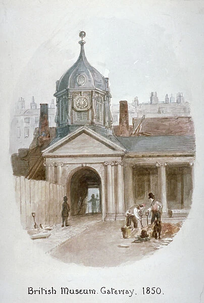 Gateway to the old British Museum (Montague House), Bloomsbury, London, 1850