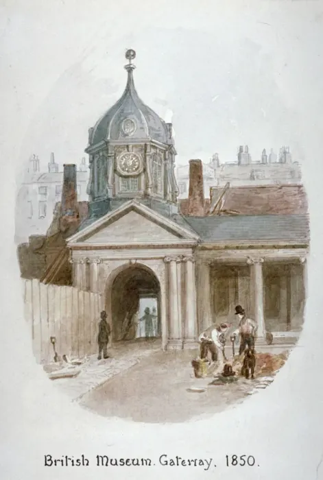 Framed Print : Gateway to the old British Museum (Montague House), Bloomsbury, London, 1850 Framed Print : Gateway to the old British Museum (Montague House), Bloomsbury, London, 1850
